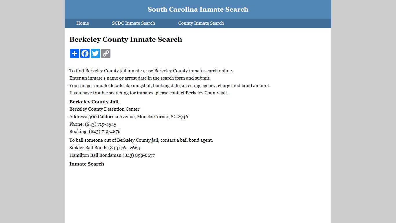 Berkeley County Inmate Search